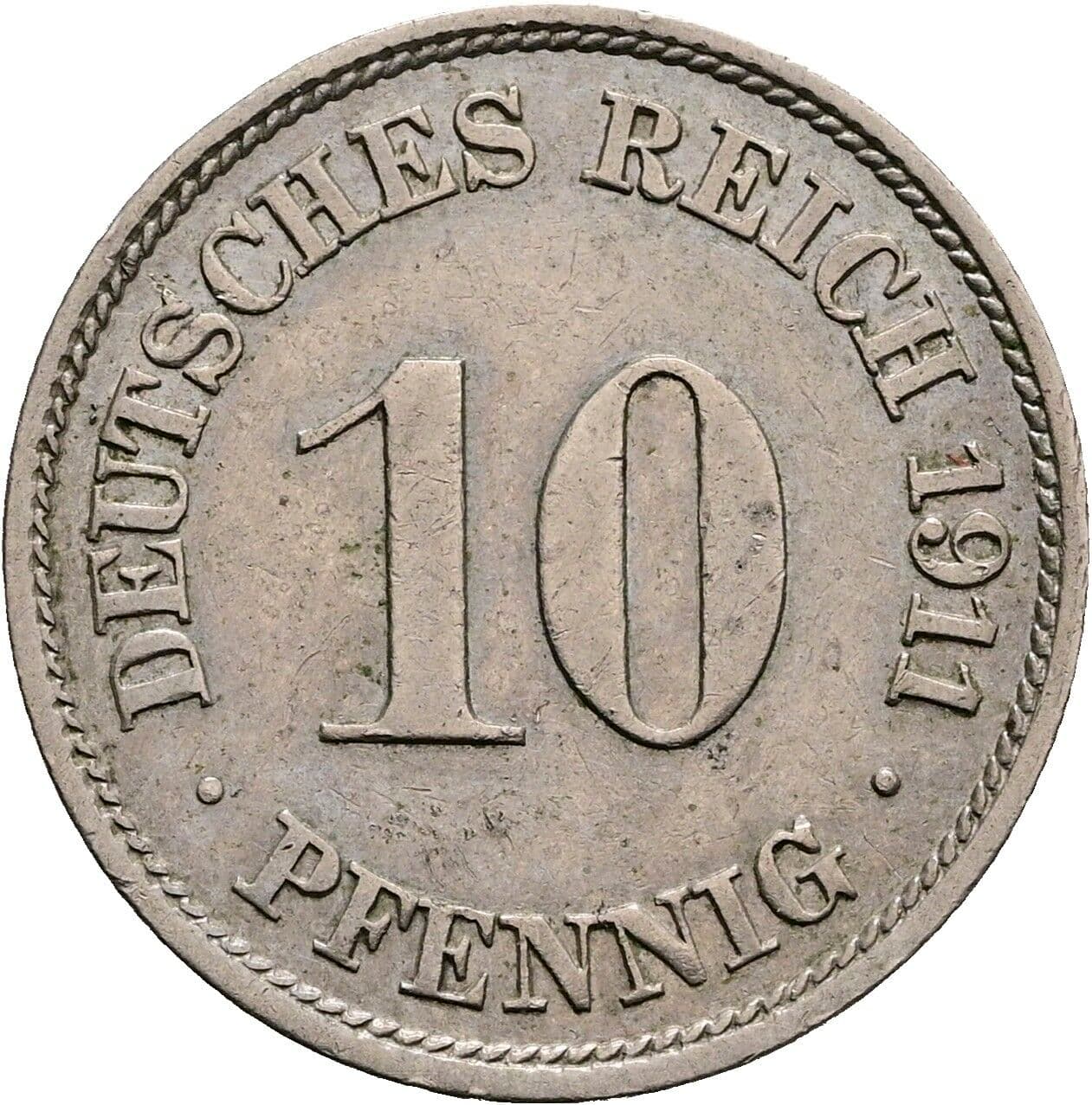 10 Pfennig 1911 J – Vorderseite