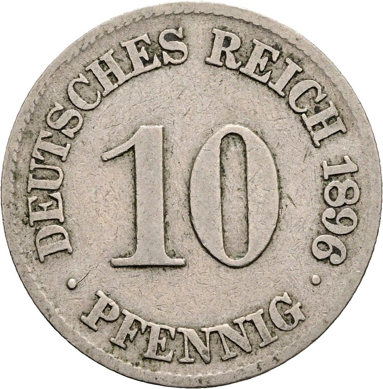 10 Pfennig 1896 J – Vorderseite