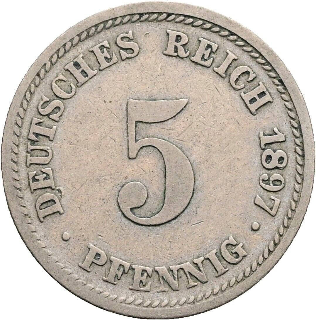 5 Pfennig 1897 D – Vorderseite