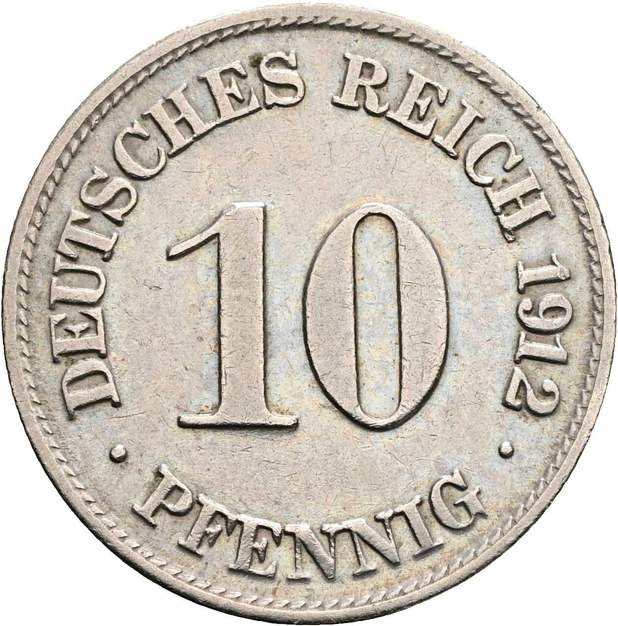 10 Pfennig 1912 D – Vorderseite