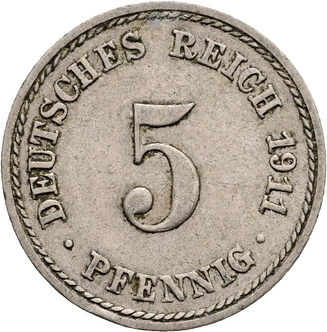 5 Pfennig 1911 A – Vorderseite