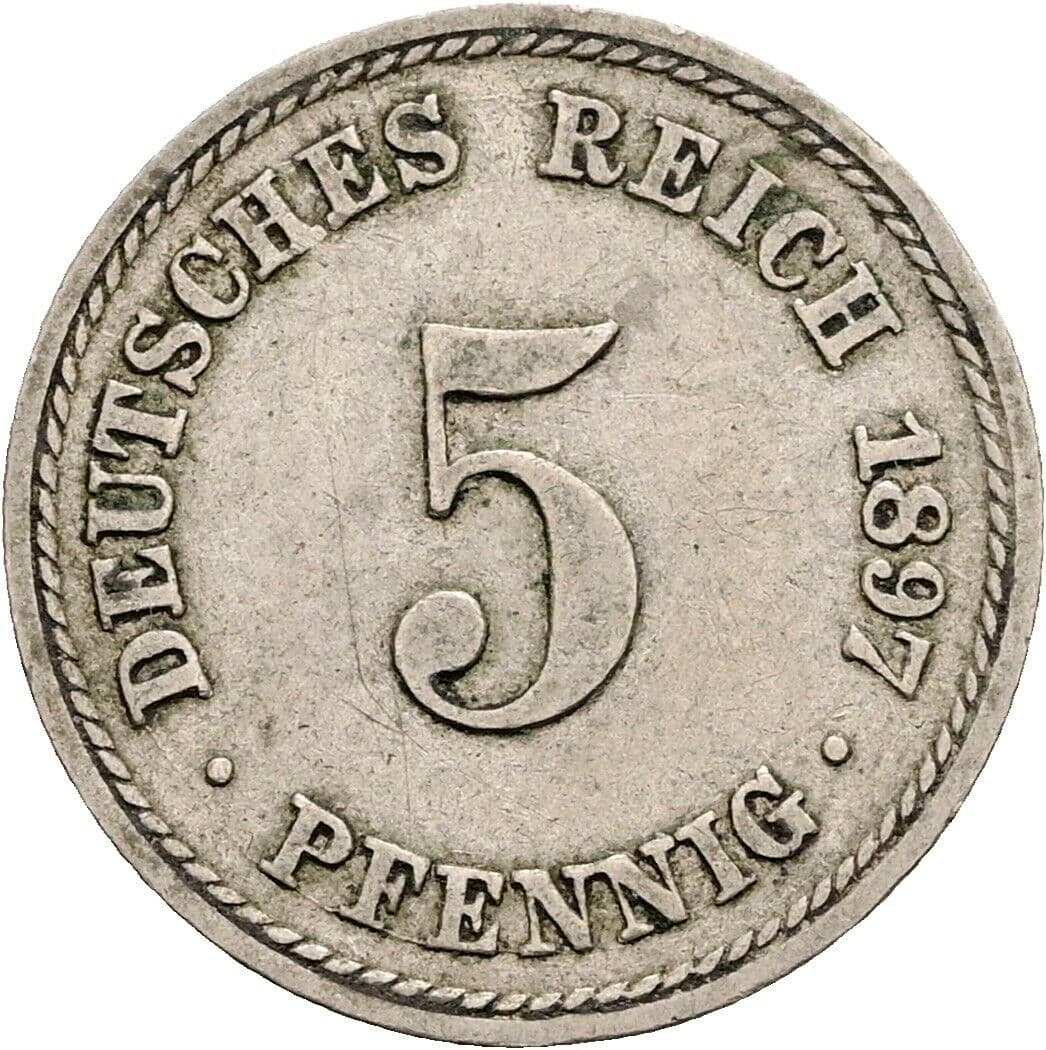 5 Pfennig 1897 A – Vorderseite
