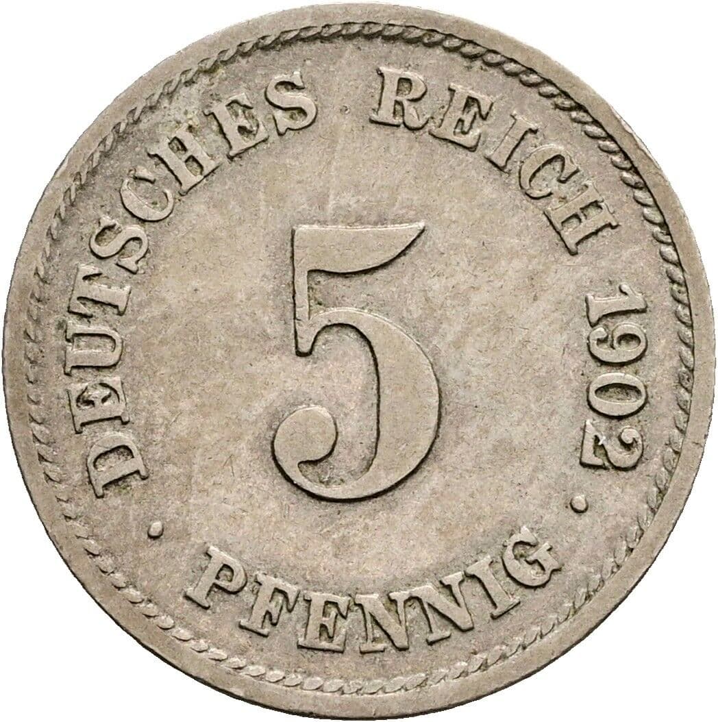 5 Pfennig 1902 G – Vorderseite