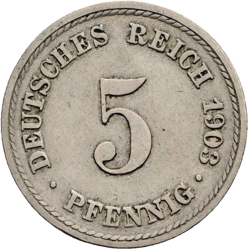 5 Pfennig 1903 F – Vorderseite