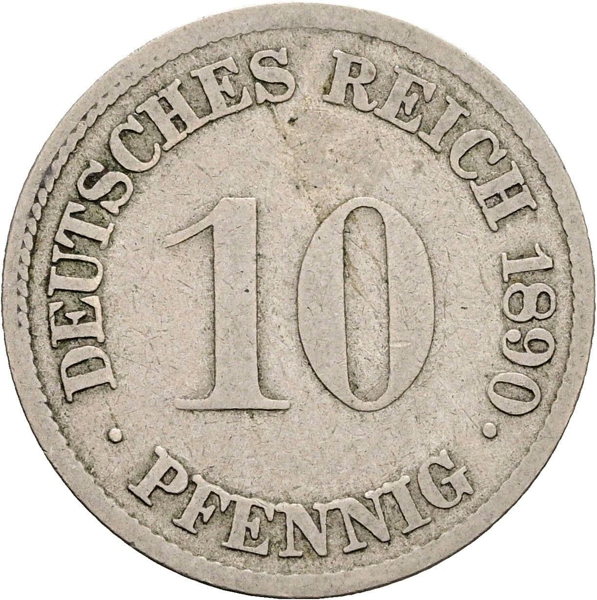 10 Pfennig 1890 G – Vorderseite