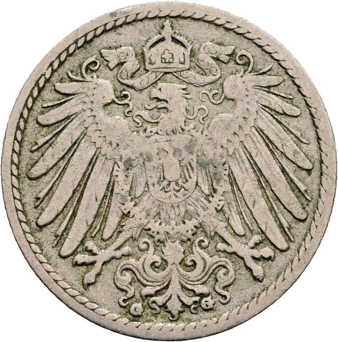 5 Pfennig 1897 G – Rückseite