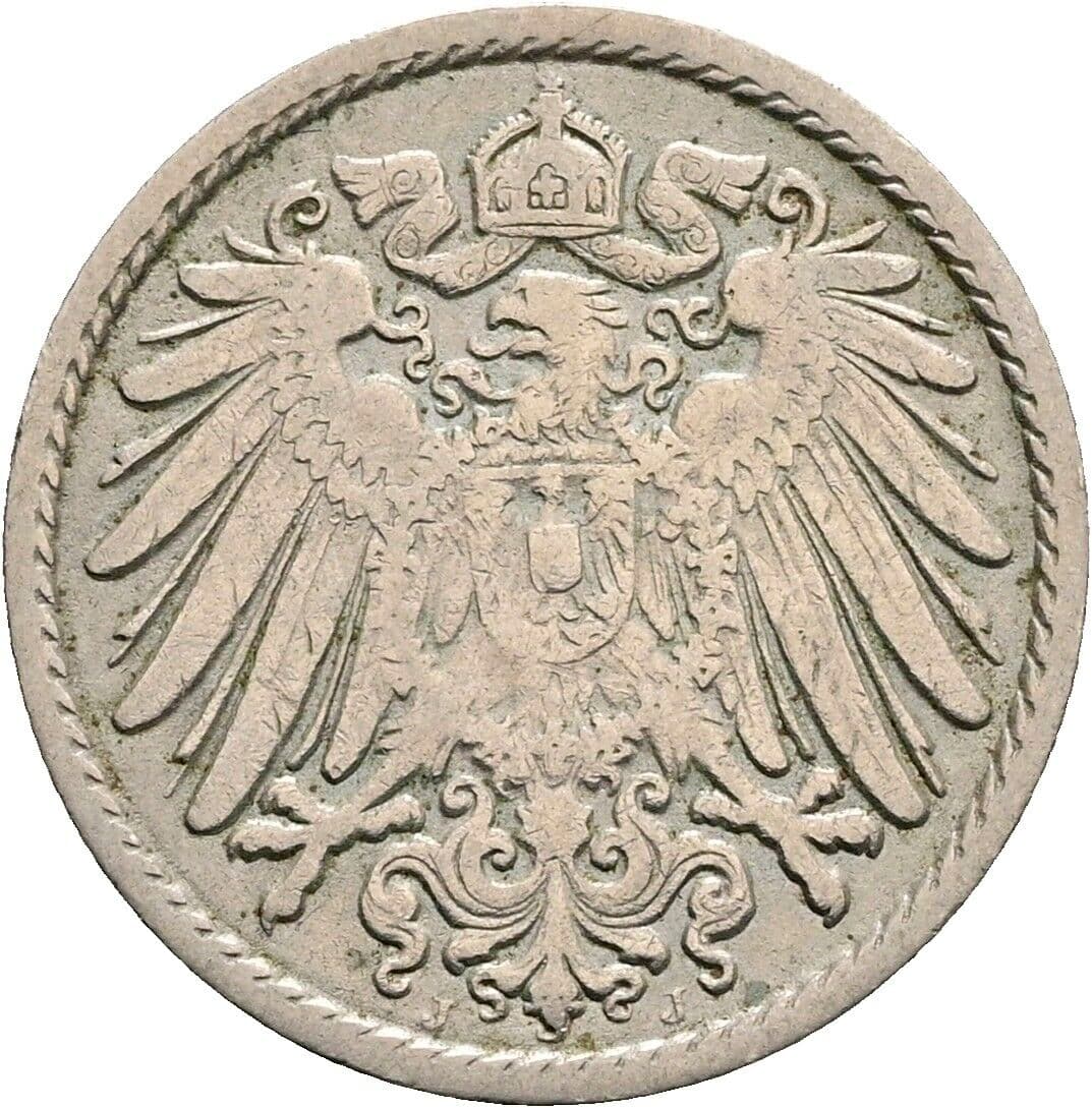 5 Pfennig 1902 J – Rückseite