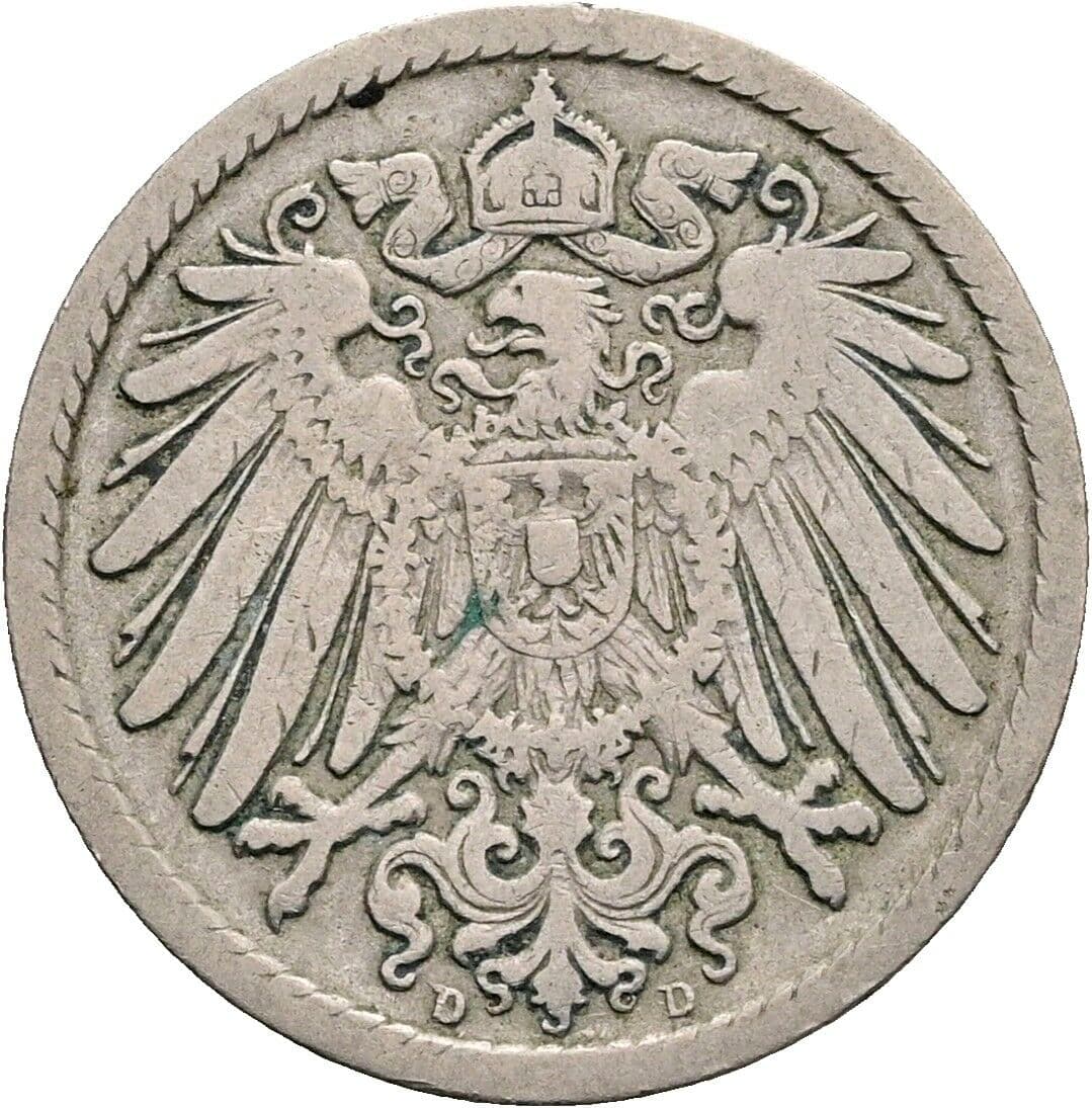 5 Pfennig 1897 D – Rückseite