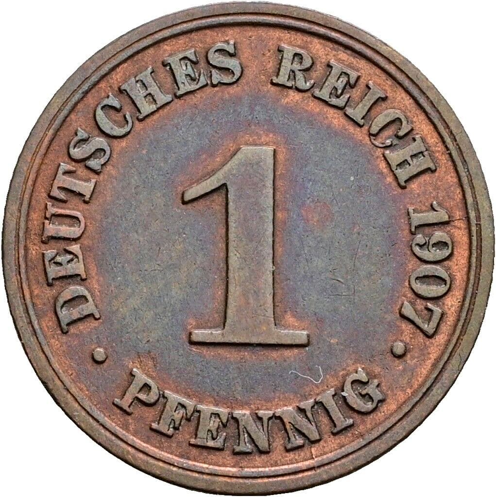 1 Pfennig 1907 D – Vorderseite