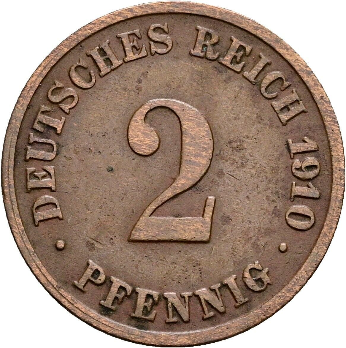 2 Pfennig 1910 D – Vorderseite