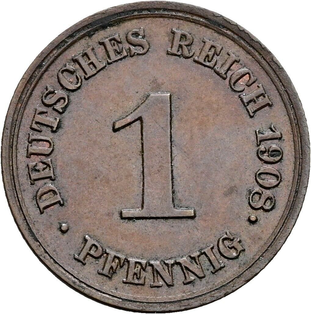 1 Pfennig 1908 E – Vorderseite