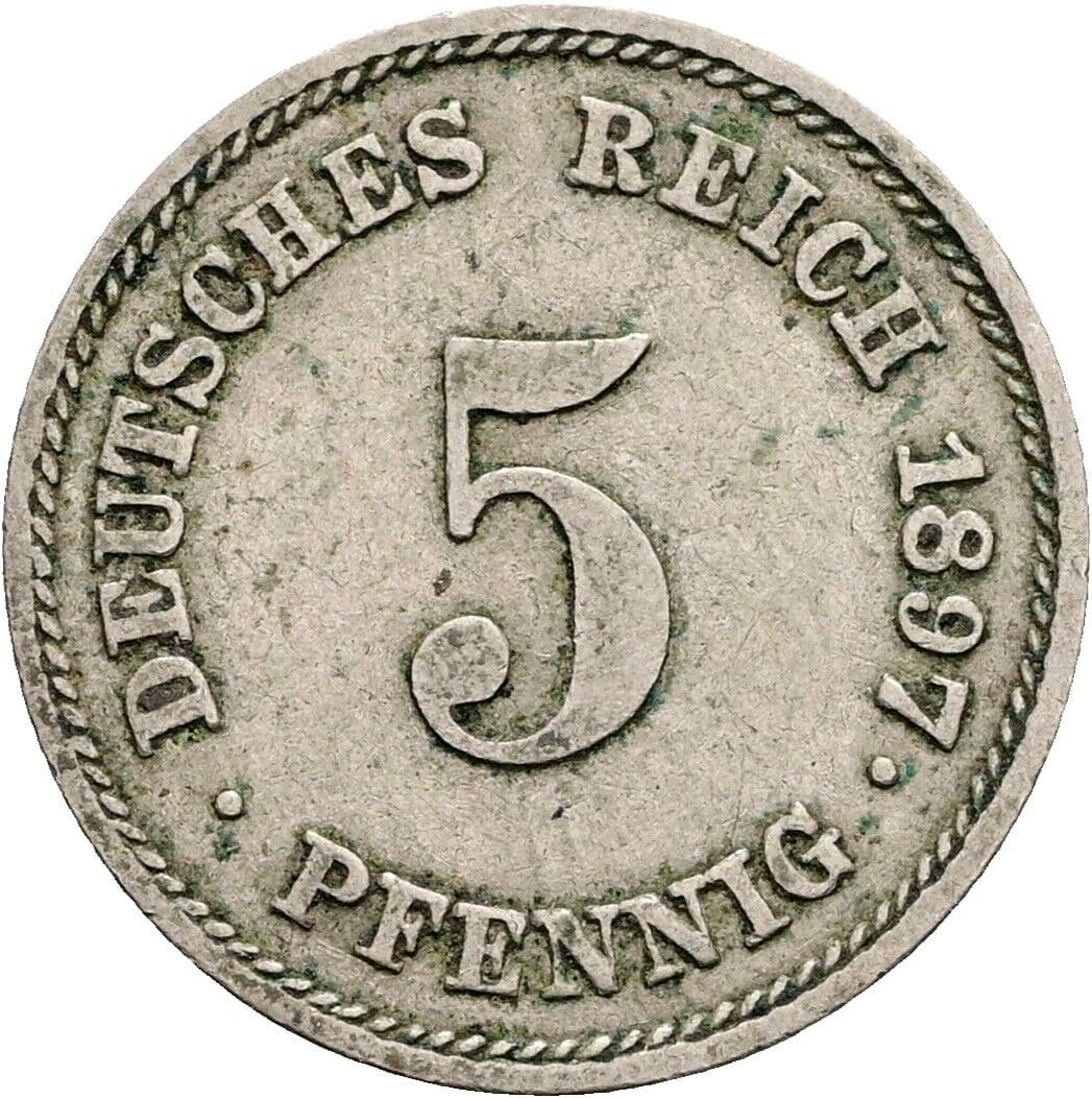 5 Pfennig 1897 E – Vorderseite