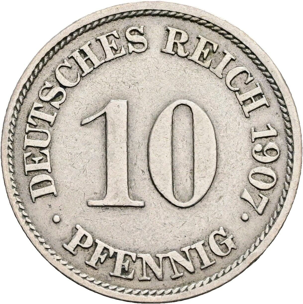 10 Pfennig 1907 J – Vorderseite