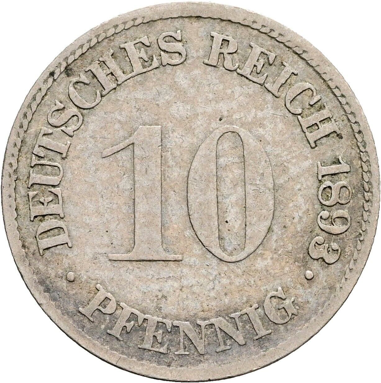 10 Pfennig 1893 G – Vorderseite