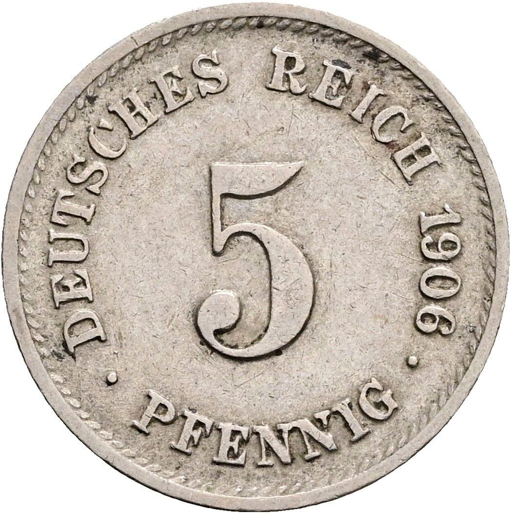 5 Pfennig 1906 G – Vorderseite