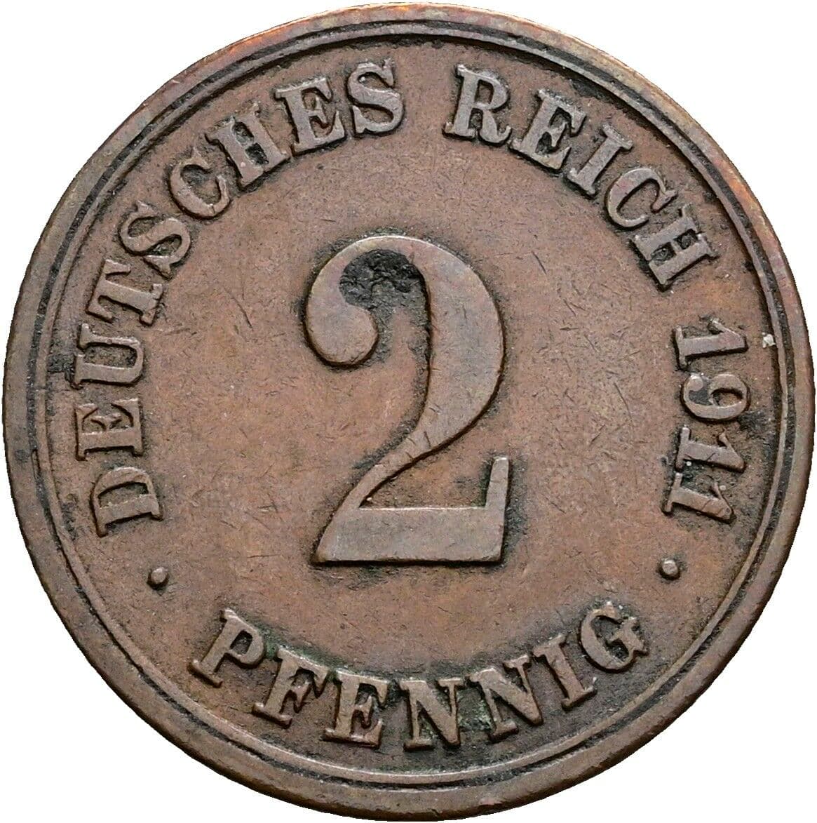2 Pfennig 1911 F – Vorderseite