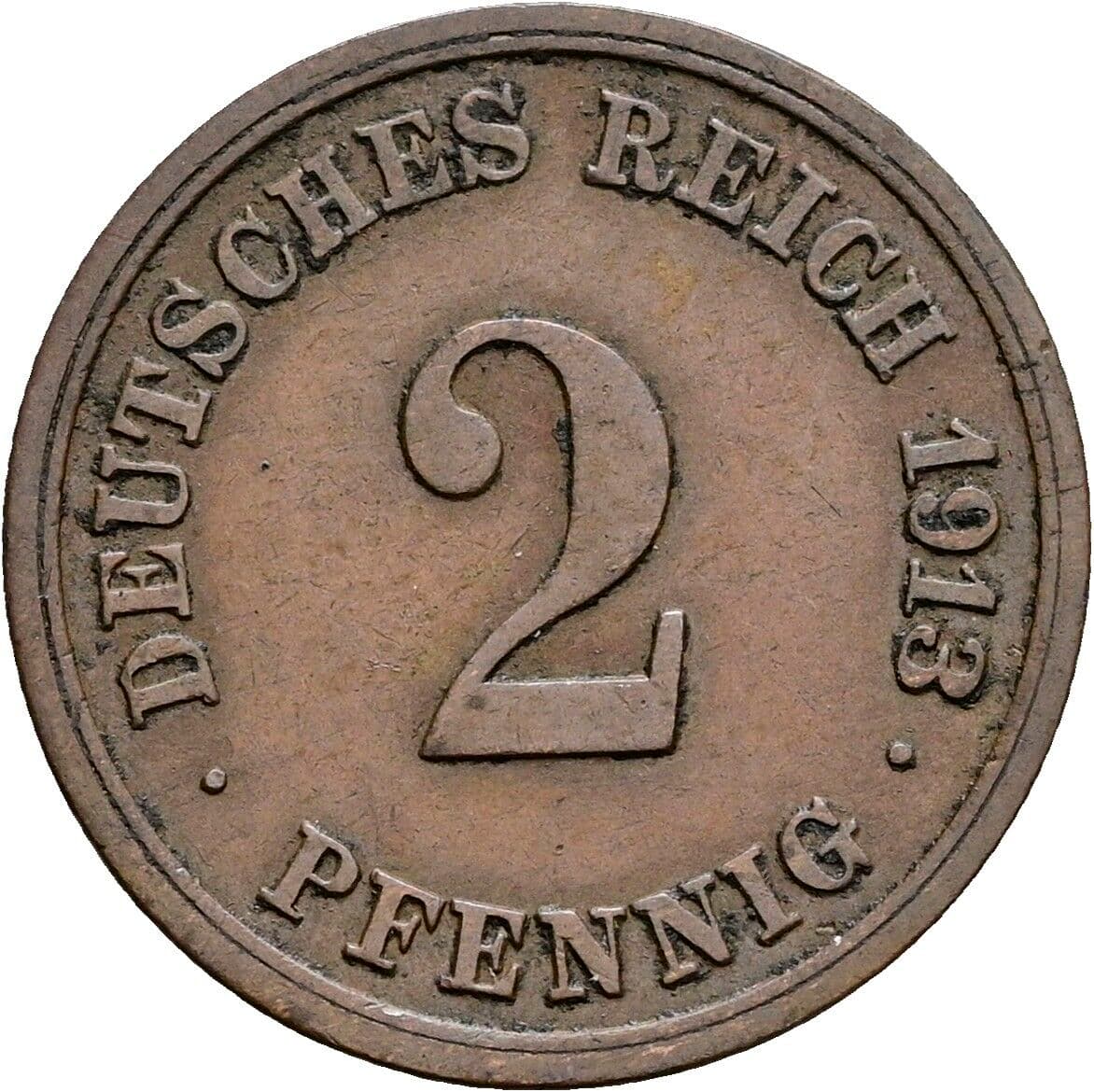2 Pfennig 1913 F – Vorderseite