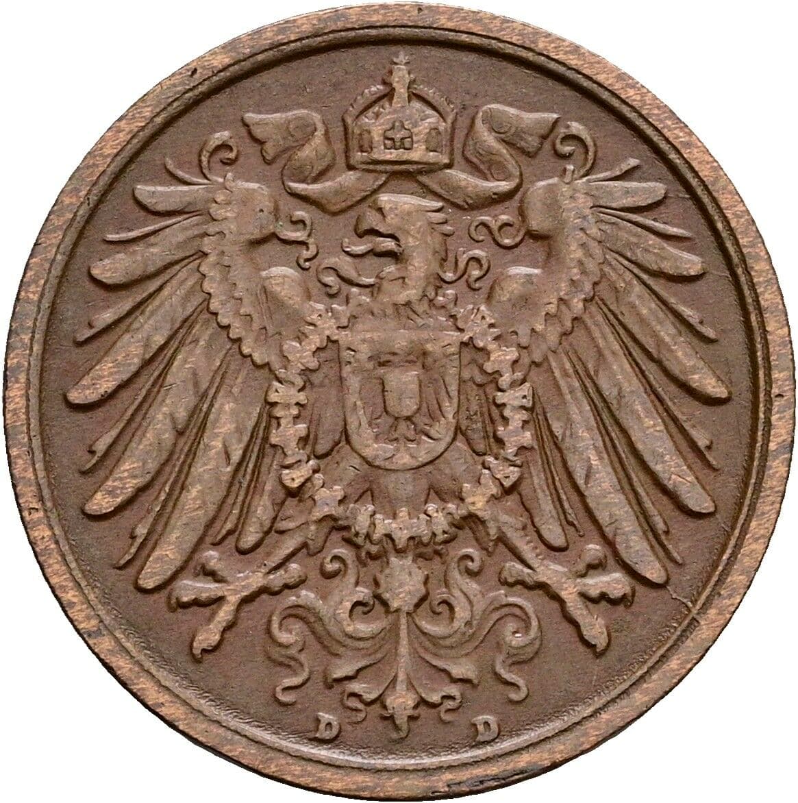 2 Pfennig 1910 D – Rückseite