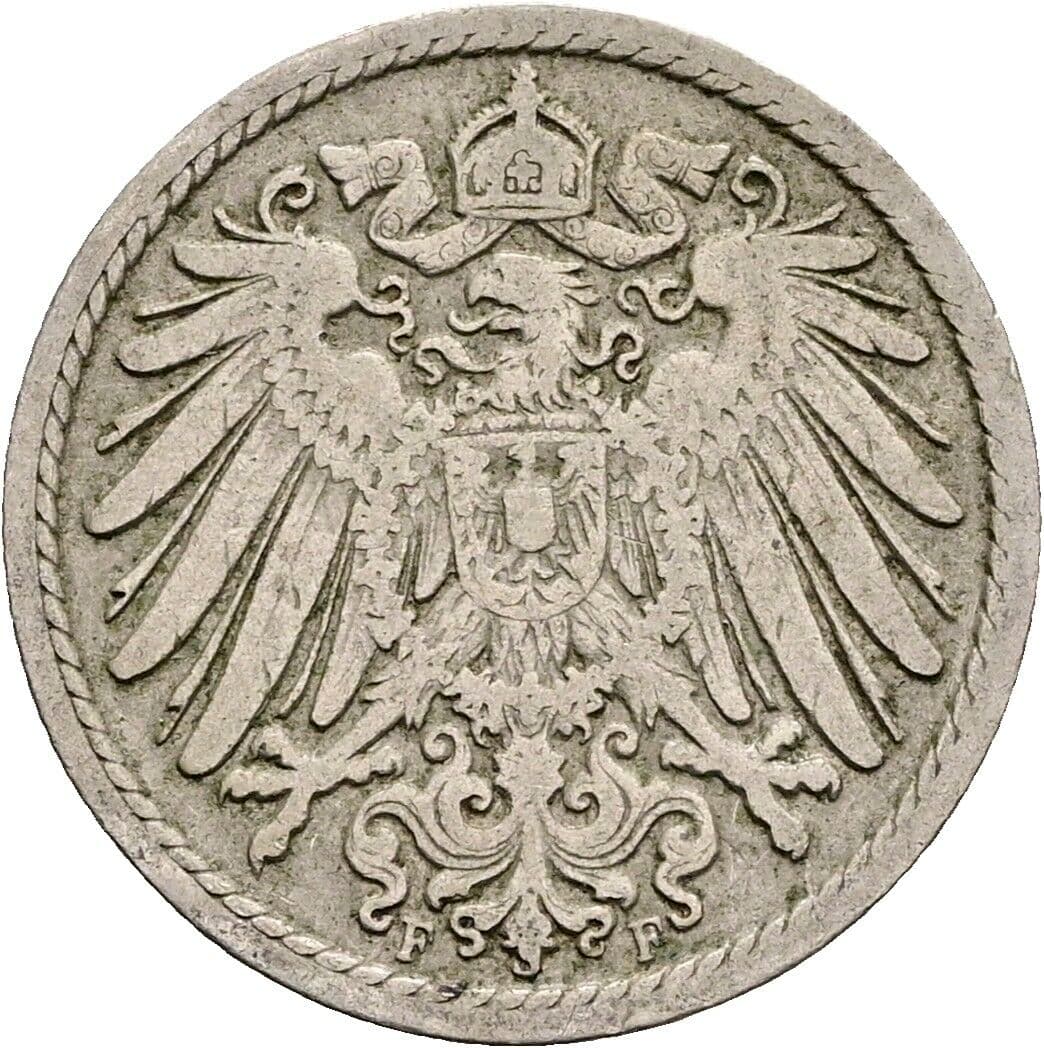 5 Pfennig 1895 F – Rückseite