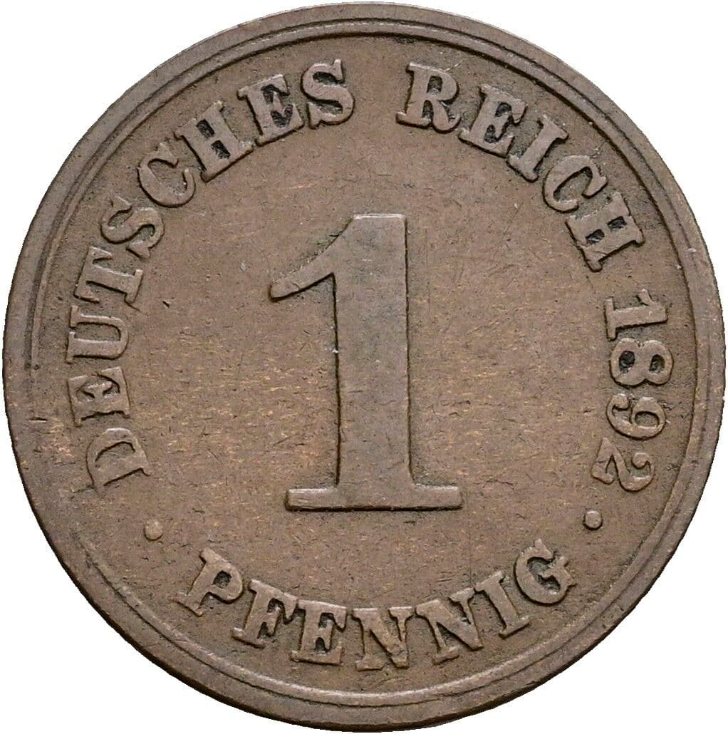 1 Pfennig 1892 D – Vorderseite