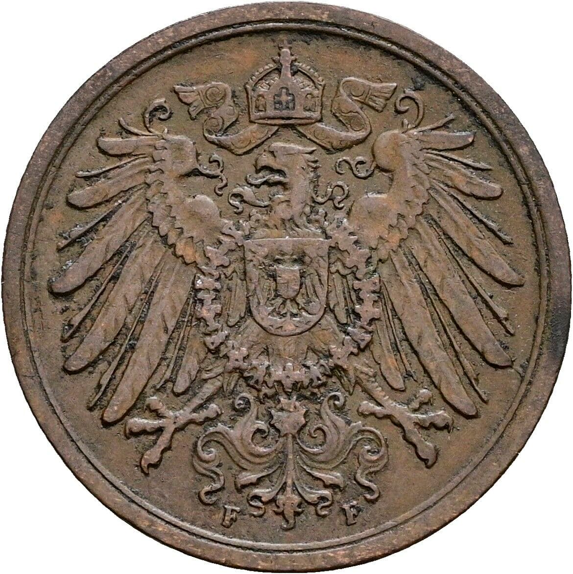 2 Pfennig 1913 F – Rückseite