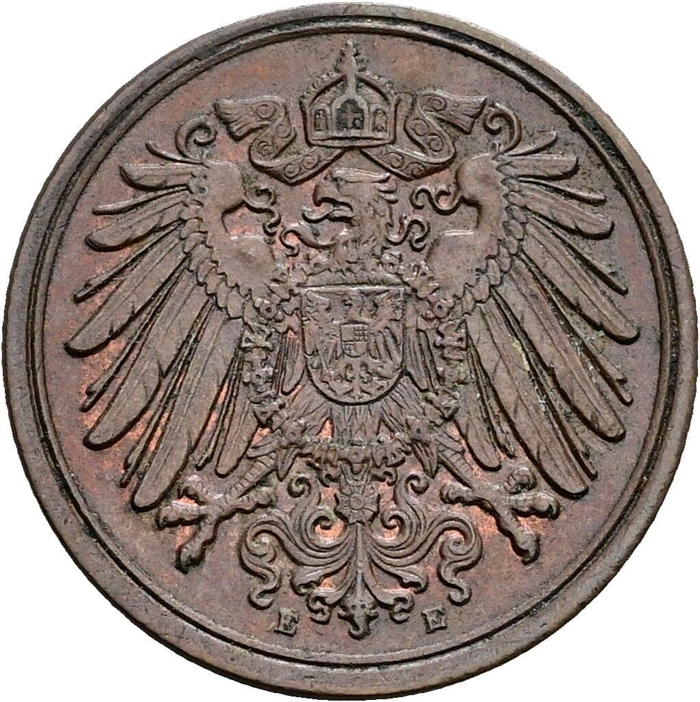 1 Pfennig 1908 E – Rückseite