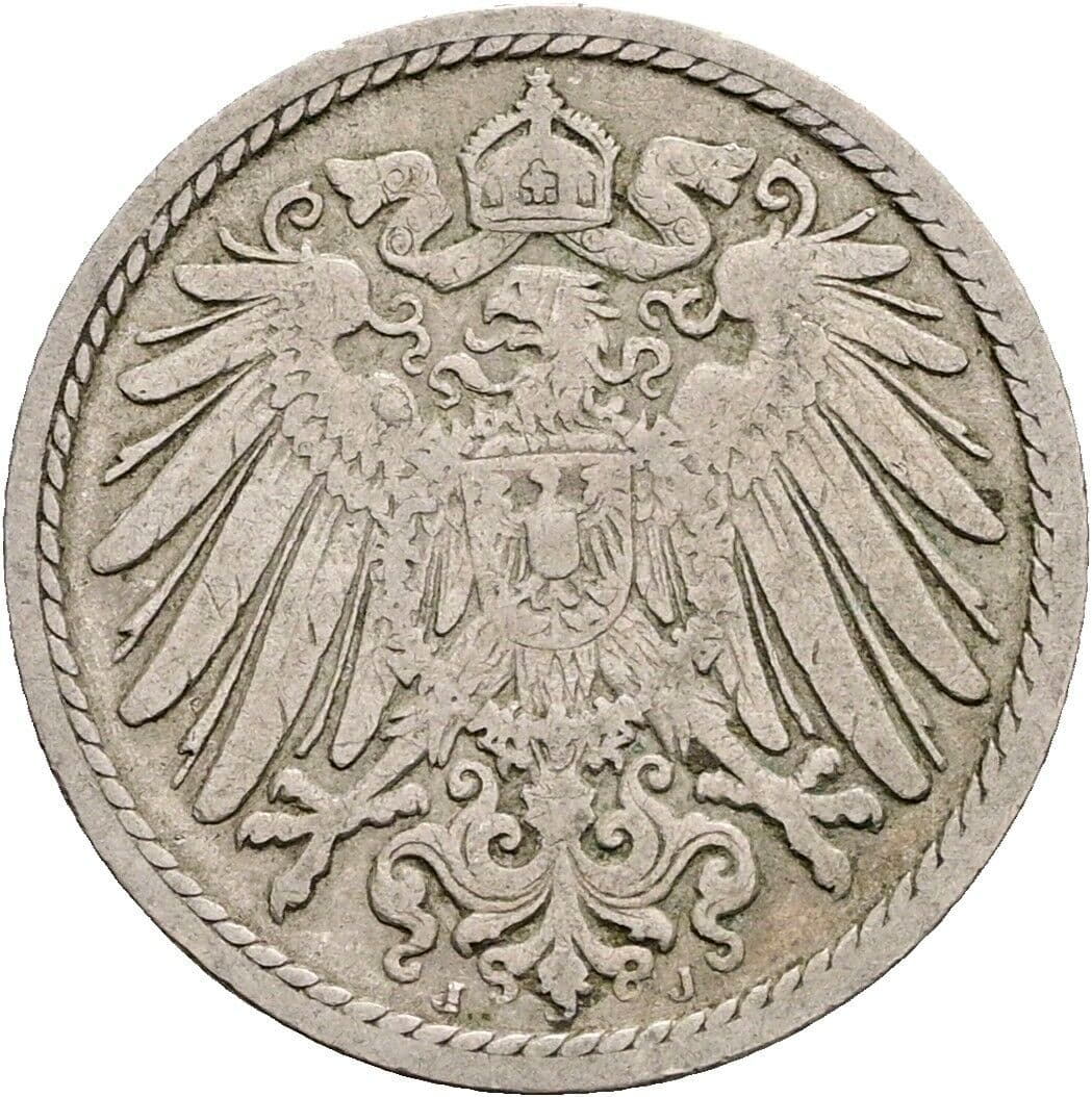 5 Pfennig 1898 J – Rückseite
