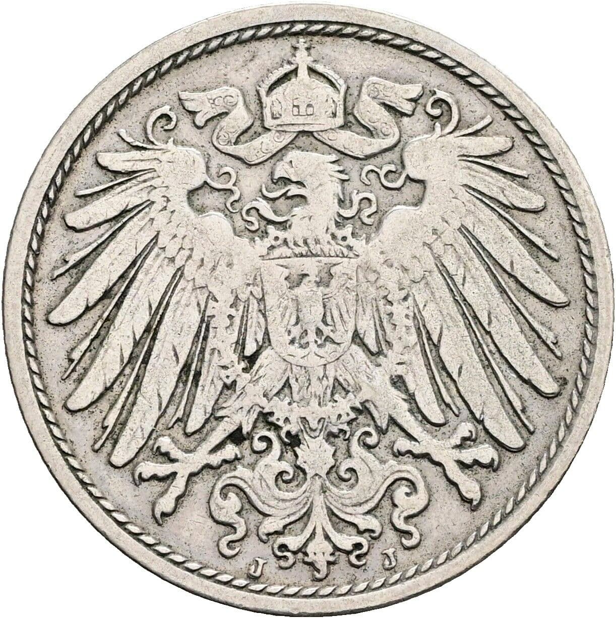 10 Pfennig 1907 J – Rückseite