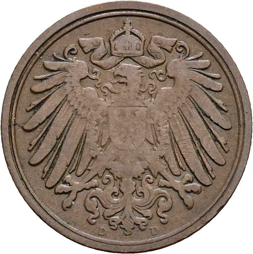1 Pfennig 1892 D – Rückseite