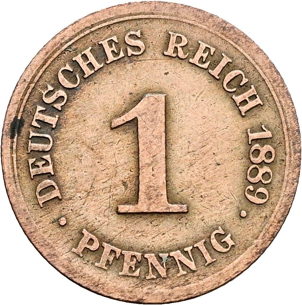1 Pfennig 1889 G – Vorderseite