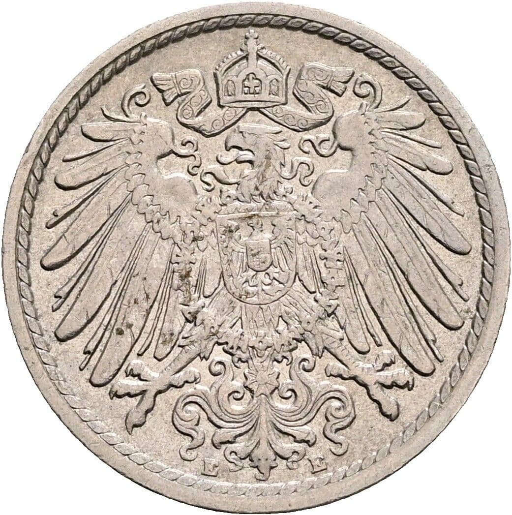 5 Pfennig 1906 E – Rückseite