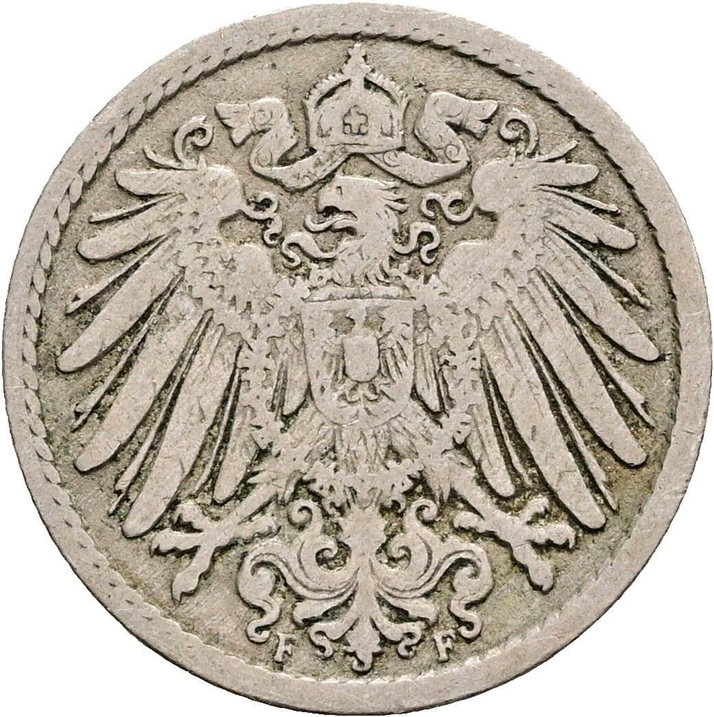 5 Pfennig 1892 F – Rückseite