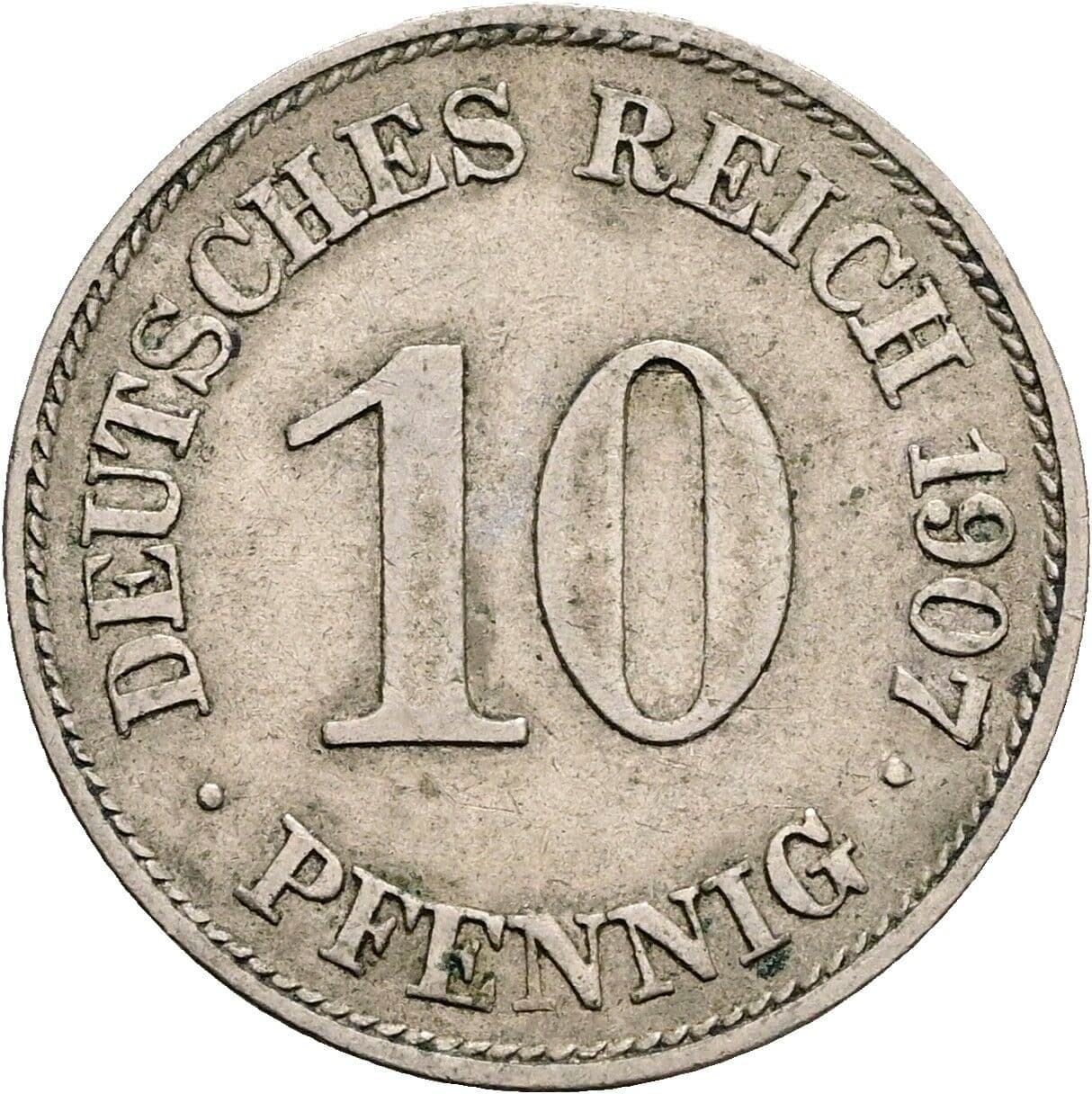10 Pfennig 1907 E – Vorderseite