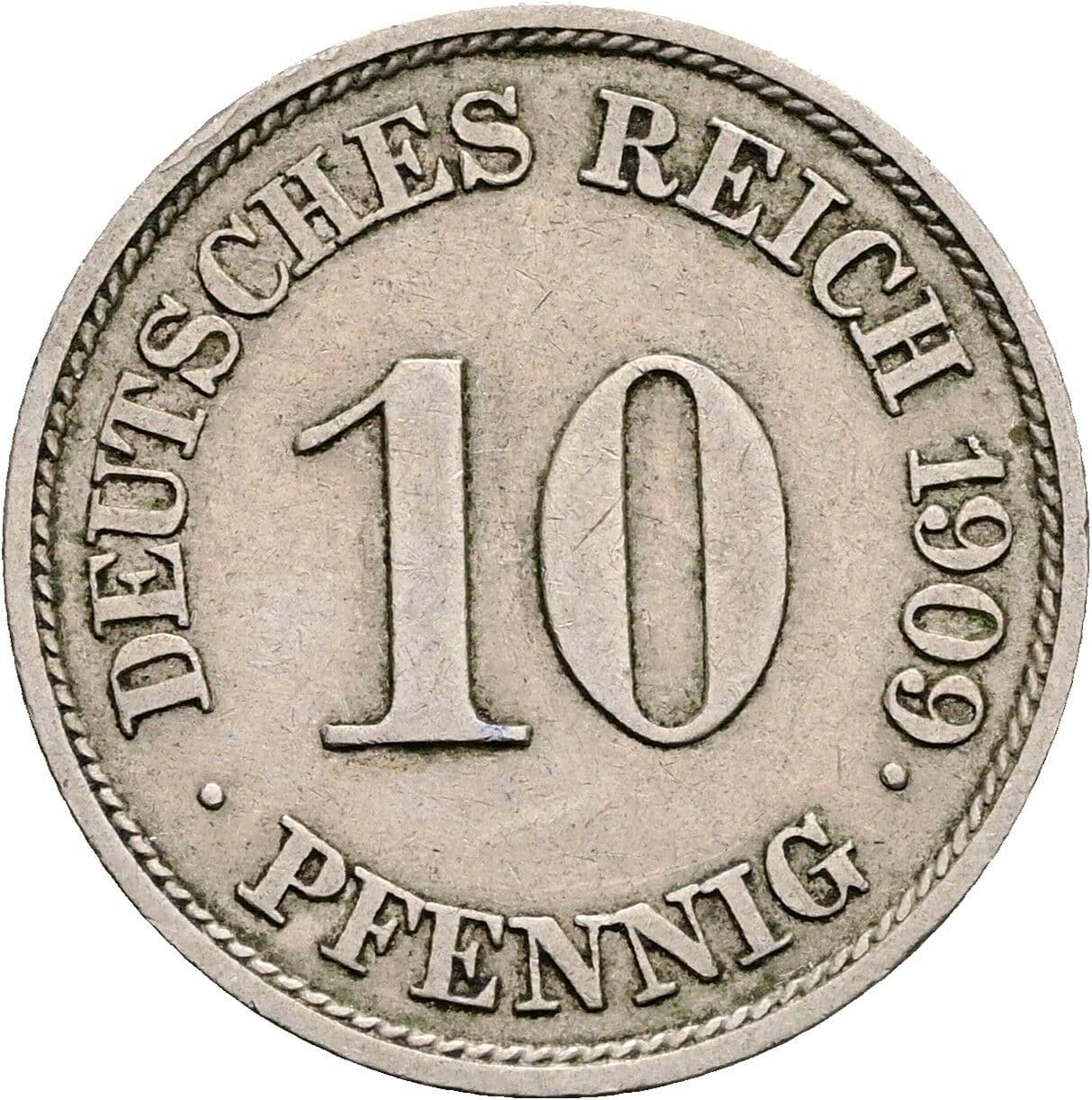 10 Pfennig 1909 J – Vorderseite