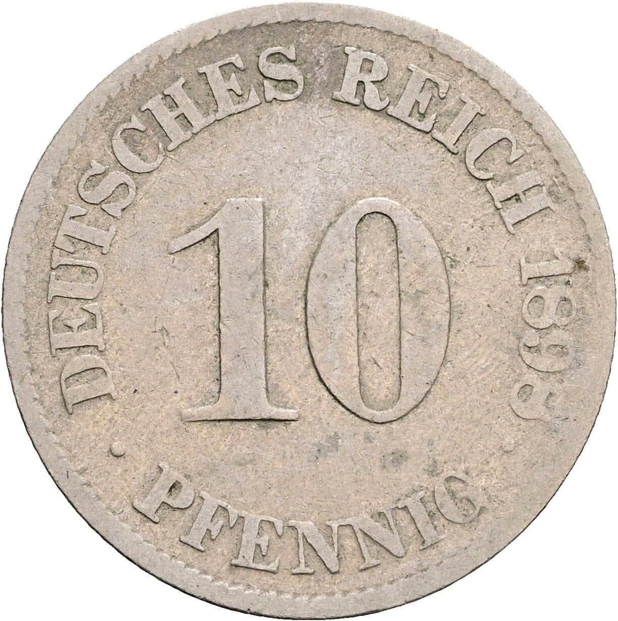 10 Pfennig 1898 J – Vorderseite