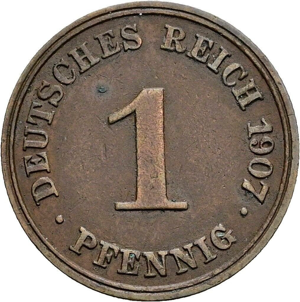 1 Pfennig 1907 J – Vorderseite