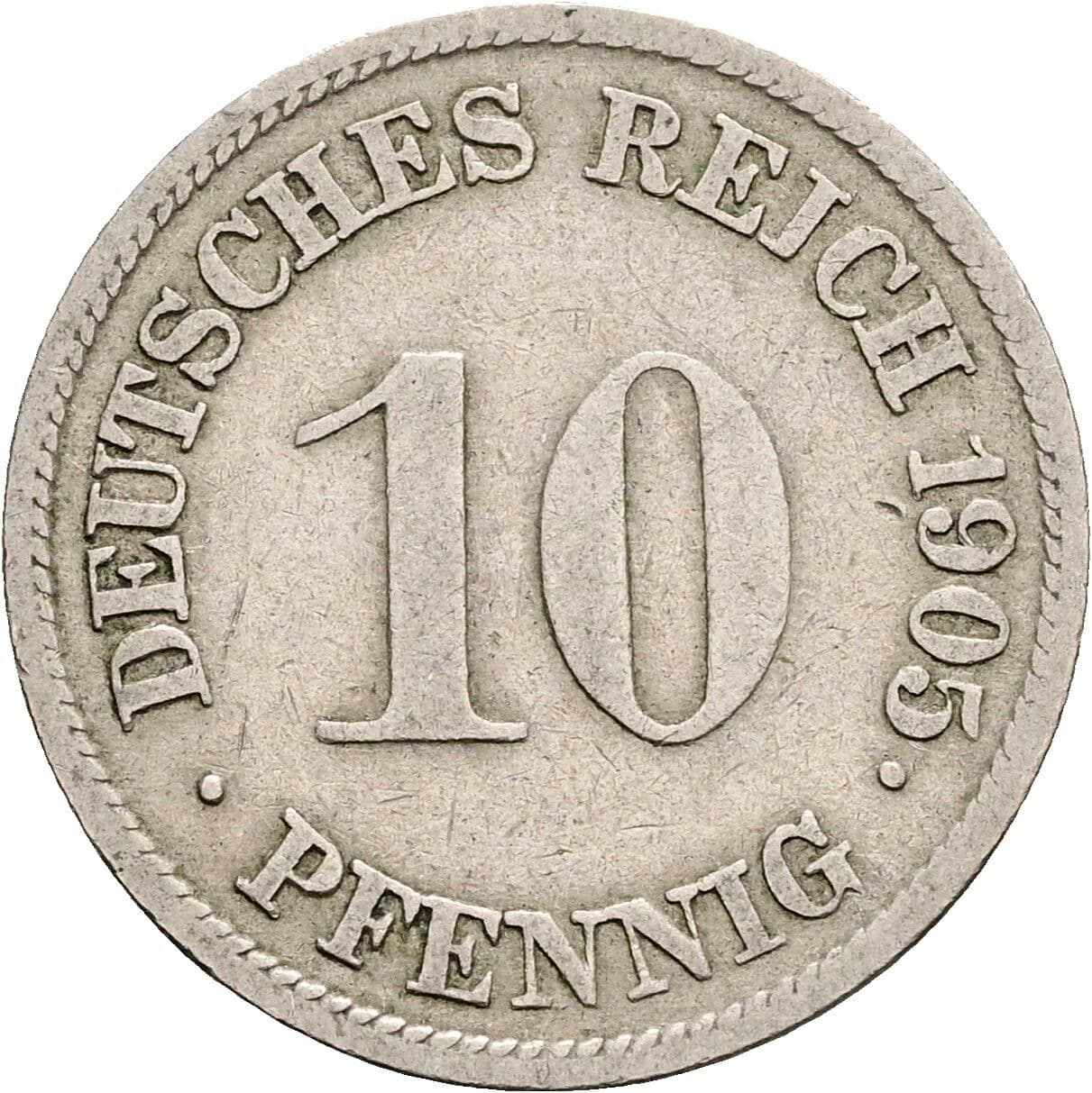 10 Pfennig 1905 G – Vorderseite
