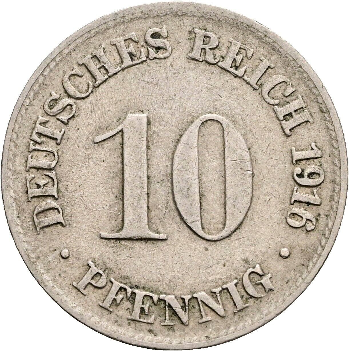 10 Pfennig 1916 D – Vorderseite