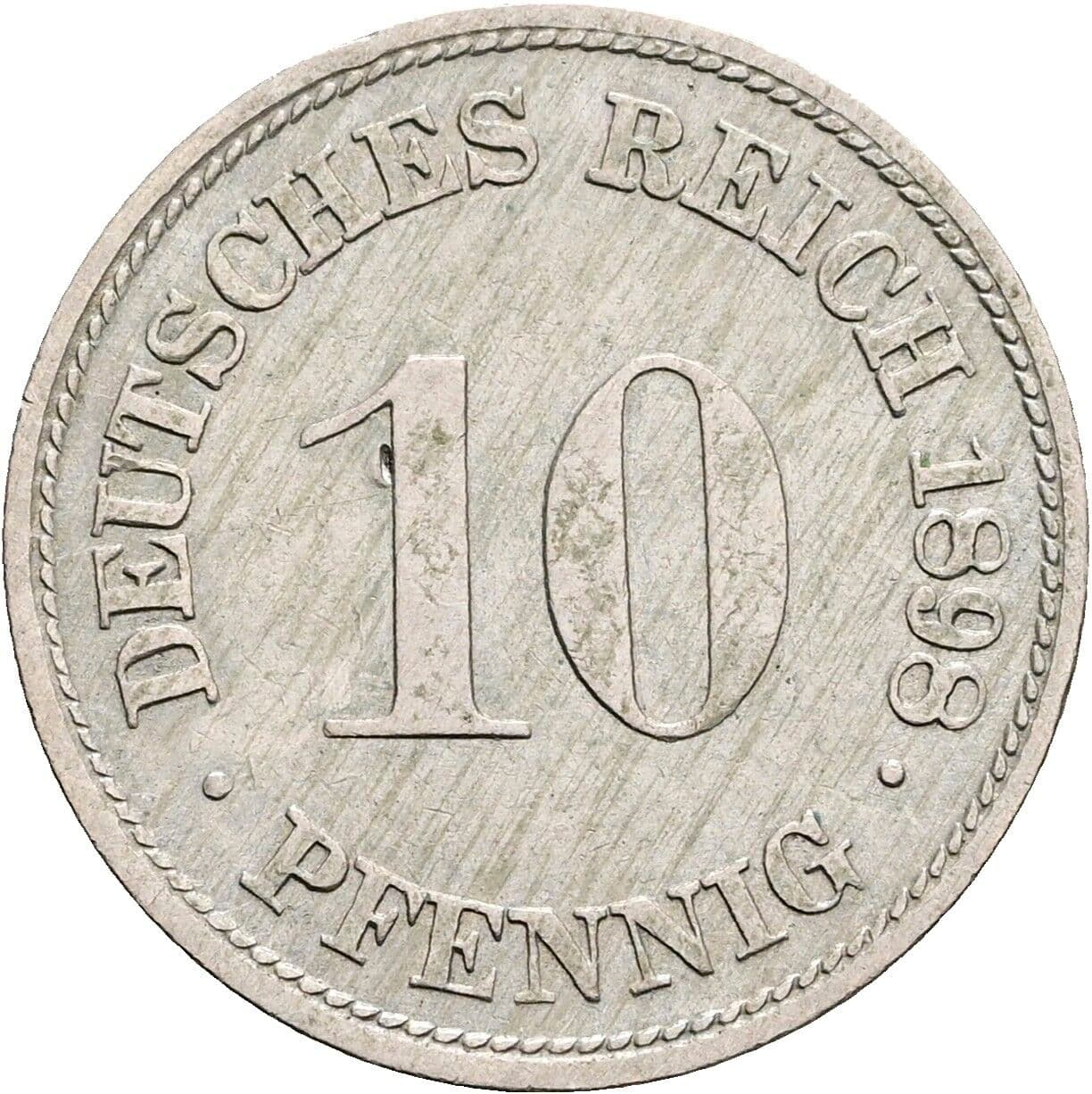 10 Pfennig 1898 D – Vorderseite