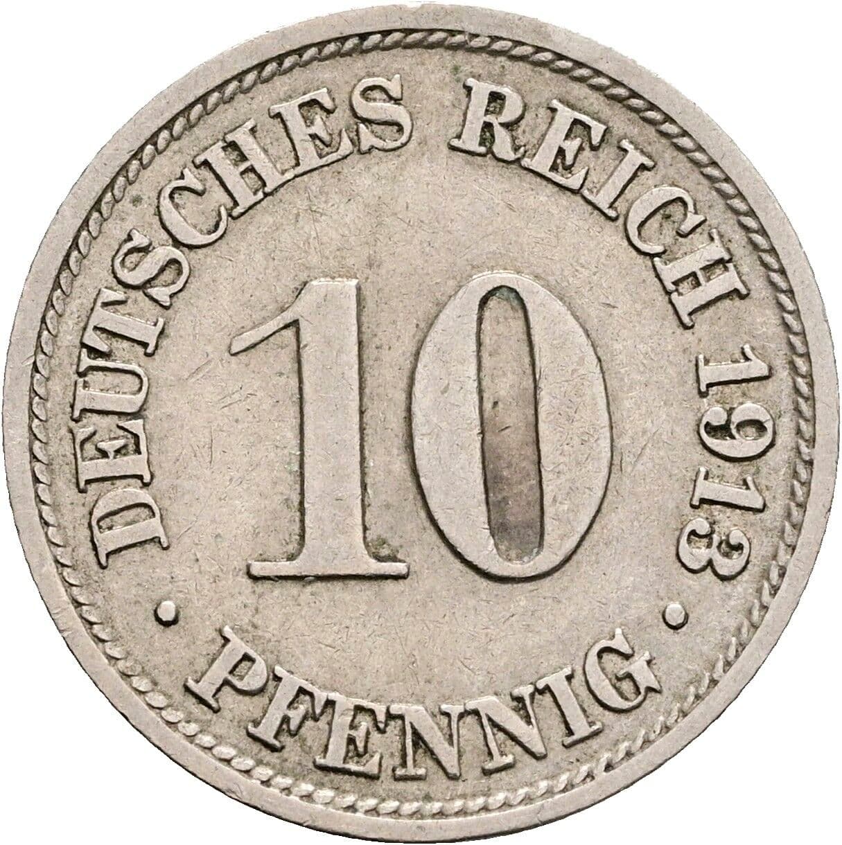 10 Pfennig 1913 F – Vorderseite