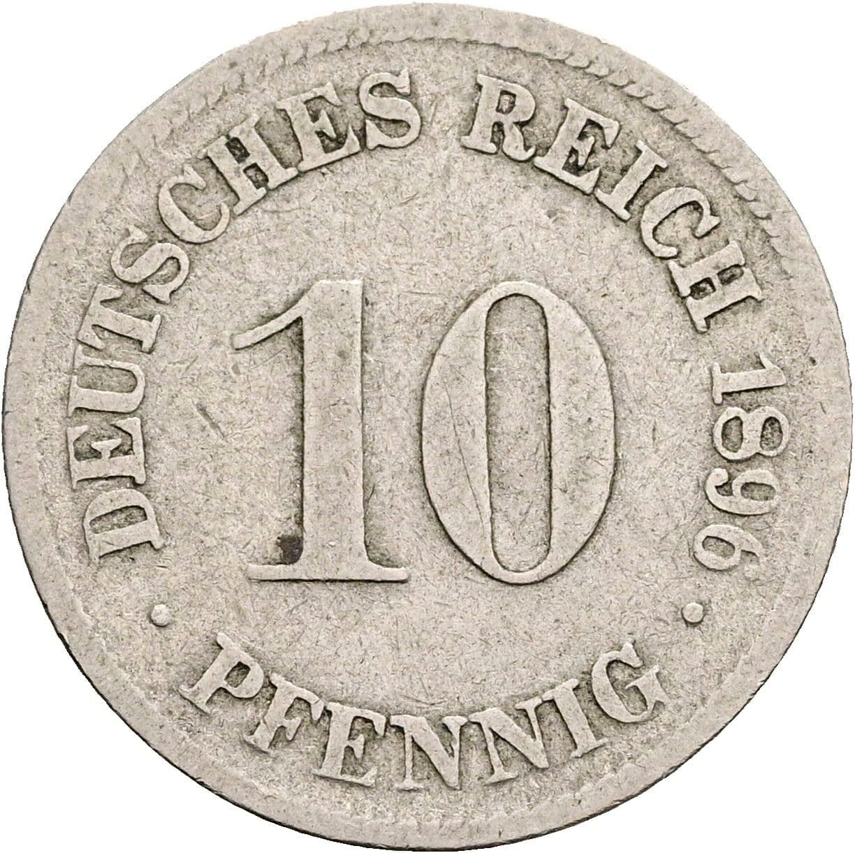 10 Pfennig 1896 D – Vorderseite