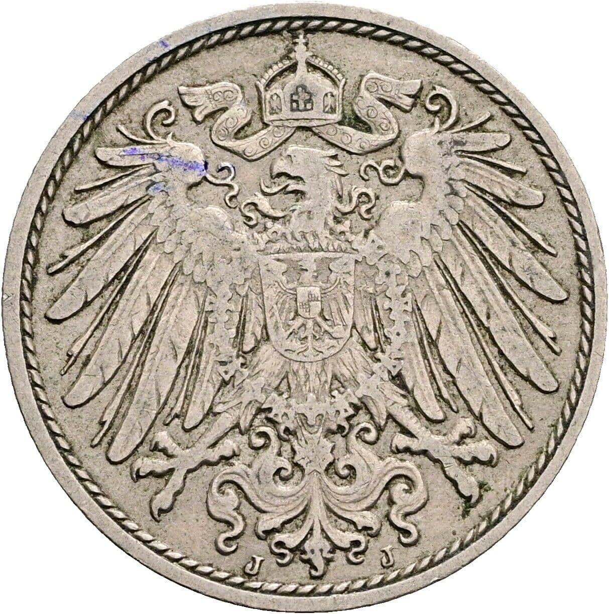 10 Pfennig 1909 J – Rückseite