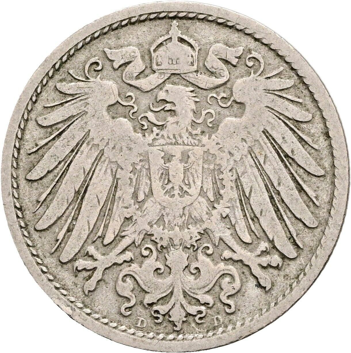 10 Pfennig 1896 D – Rückseite