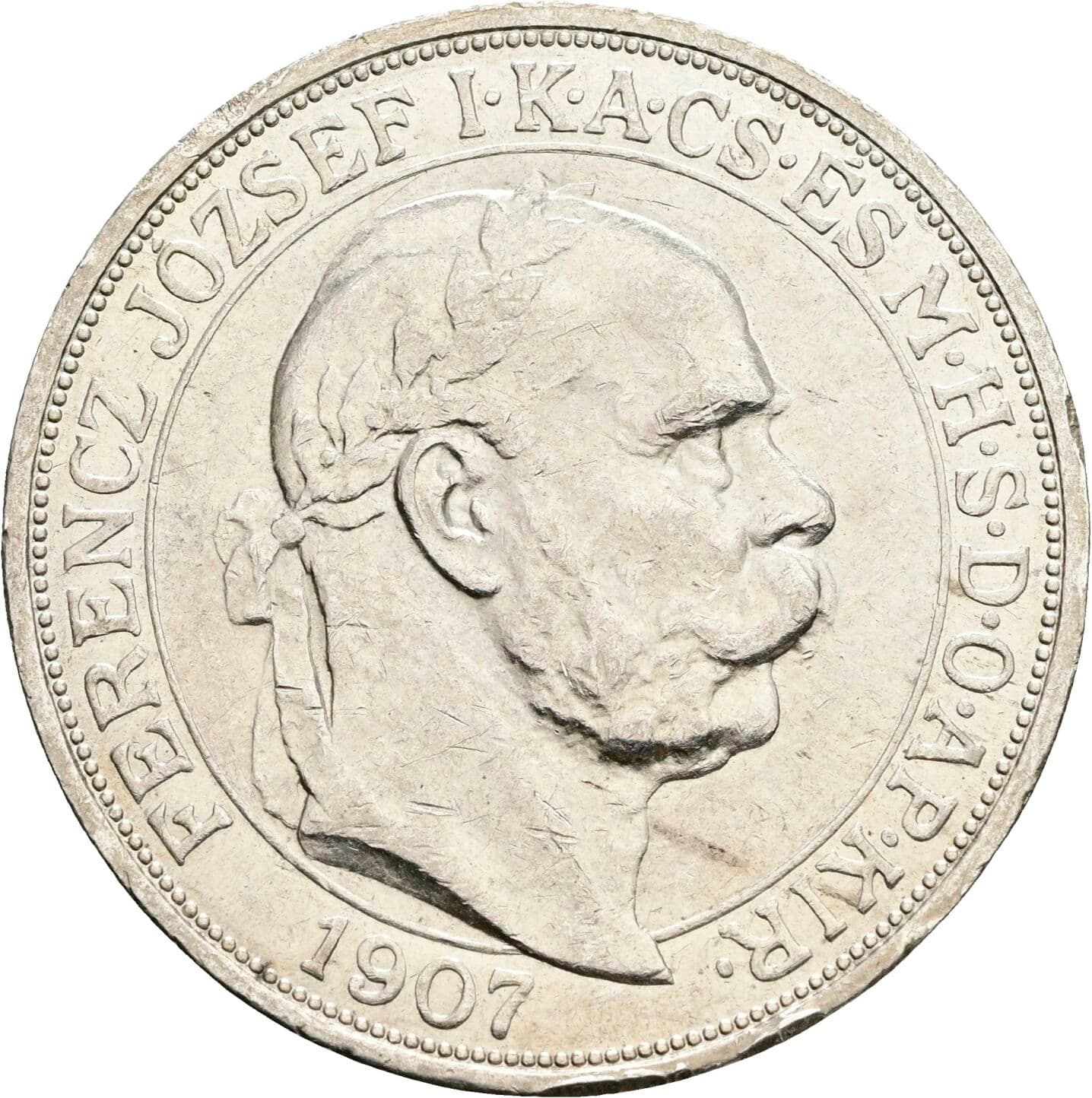 5 Korona Franz Joseph I. 1848-1916 1907 KB, Kremnitz – Vorderseite