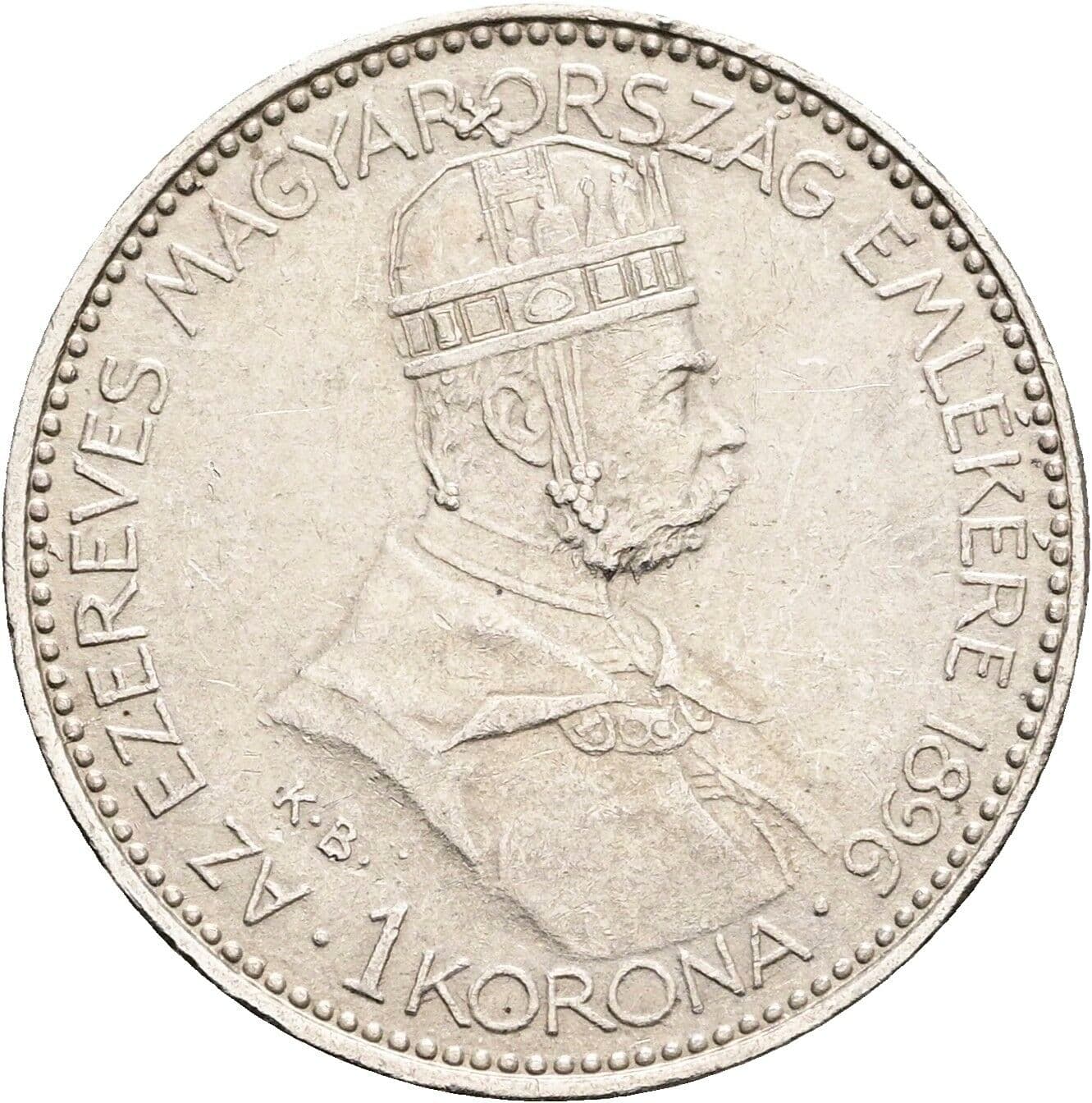 1 Korona Franz Joseph I. 1848-1916 1896 KB, Kremnitz – Vorderseite