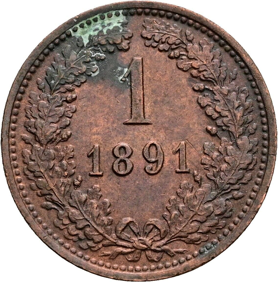 1 Kreuzer Franz Joseph I. 1848-1916 1891 – Vorderseite