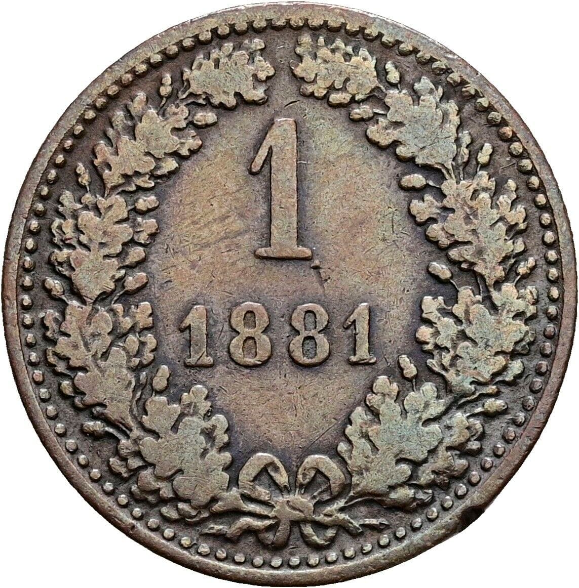 1 Kreuzer Franz Joseph I. 1848-1916 1881 – Vorderseite