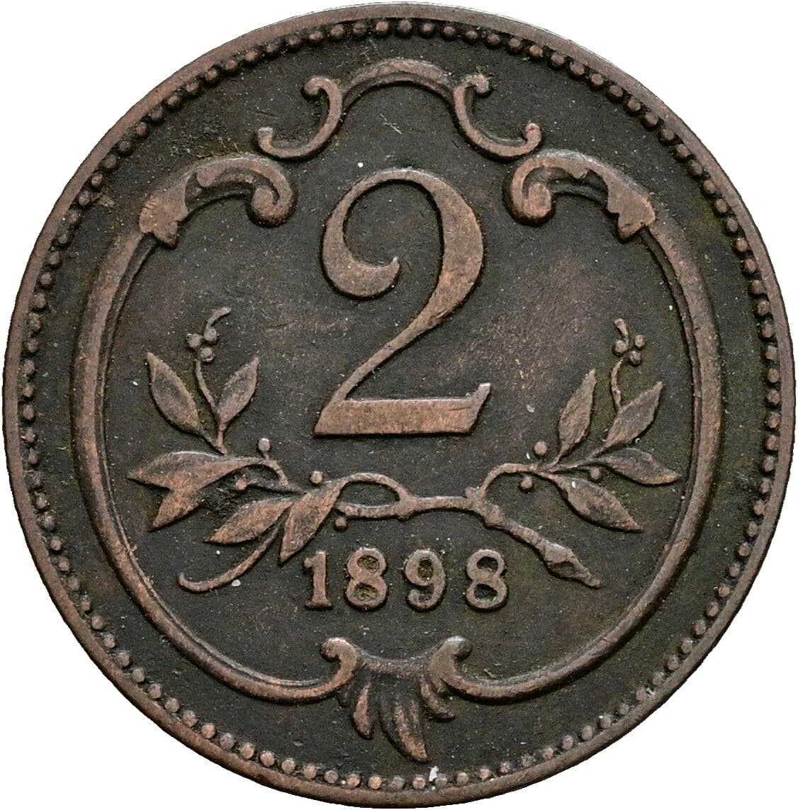 2 Heller Franz Joseph I. 1848-1916 1898 – Vorderseite