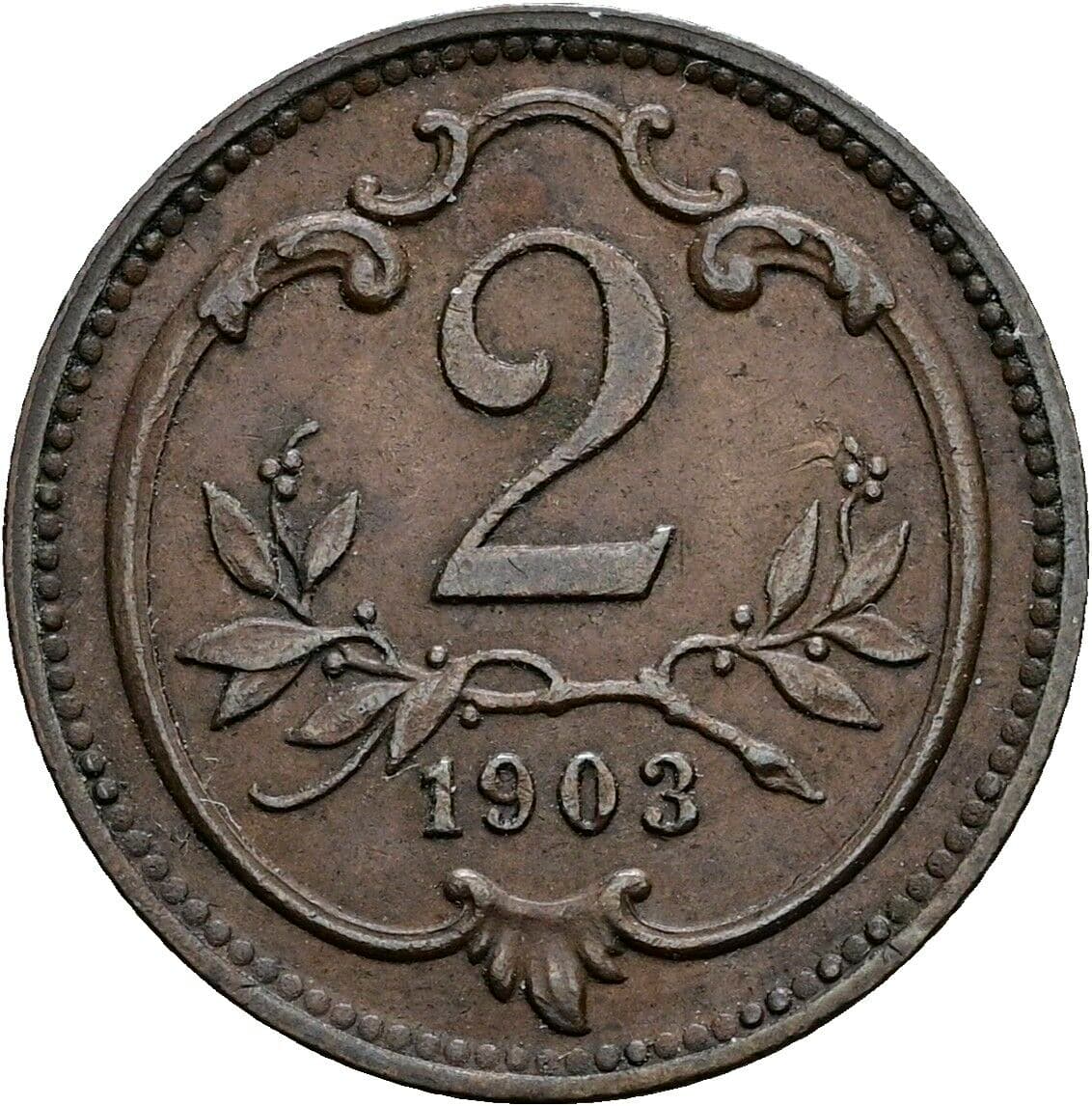 2 Heller Franz Joseph I. 1848-1916 1903 – Vorderseite