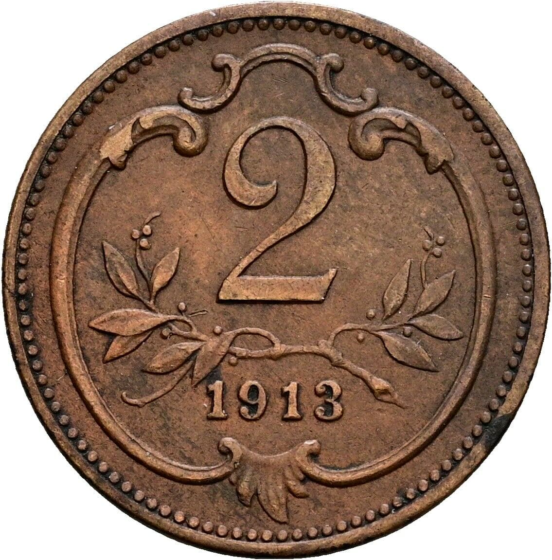 2 Heller Franz Joseph I. 1848-1916 1913 – Vorderseite